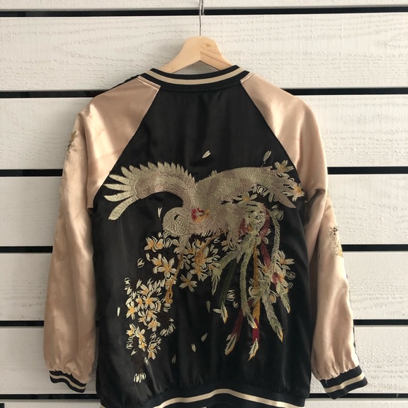 Reversible gold and black vintage bomber jacket - Picture 3 of 5